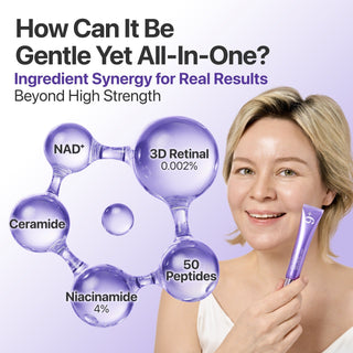 Numbuzin No.9 NAD+ Retinal Volumetox Eye Cream in a 20ml tube, designed to reduce puffiness and improve eye area skin.