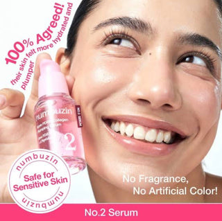 Numbuzin No.2 Rose PDRN Collagen Plumping Serum bottle, 30mL, with a sleek design and label featuring rose and collagen imagery.