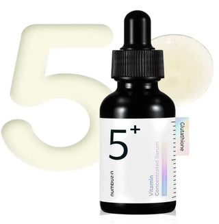 Numbuzin No.5 Vitamin Concentrated Serum bottle, clear glass container with dropper, designed for skincare and hydration.