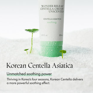 Purito Seoul Wonder Releaf Centella Cream unscented jar with white lid and clear label, 50mL for soothing skincare.