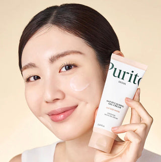 Purito Seoul Oat-In Calming Gel Cream 100mL, a soothing gel cream in a jar with a white and green label, suitable for sensitive skin.
