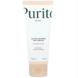 Purito Seoul Oat-In Calming Gel Cream in a 100mL jar, featuring soothing oat extract and lightweight gel texture for sensitive skin.