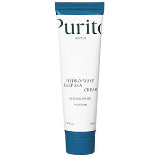 Purito Seoul Hydro Wave Deep Sea Cream moisturizer in a jar, featuring a blue and white design, for hydrating and nourishing skin.