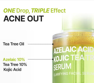 Purito Seoul Azelaic Acid 10 Kojic Tea Tree Serum in a 30ml bottle, showcasing the clear serum inside a pump bottle.
