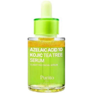 Purito Seoul Azelaic Acid 10 Kojic Tea Tree Serum in a 30ml bottle showing the product label and dropper applicator.