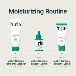 Purito Seoul Mighty Bamboo Panthenol Serum in 30mL bottle, featuring clear packaging and dropper applicator for skincare application.