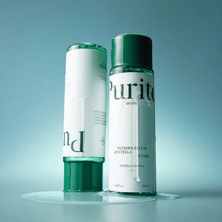 Purito Seoul Wonder Releaf Centella Toner 200ml bottle with clear label and cap, placed on a neutral background.