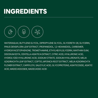Image of ROUND LAB Pine Calming Cica Ampoule 30mL, a soothing facial serum in a clear bottle with a pump dispenser.
