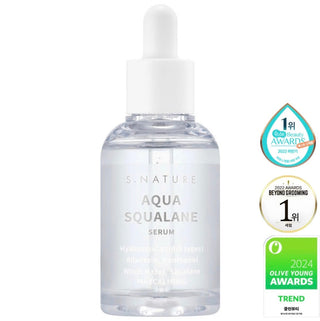 Damaged Box S.NATURE Aqua Squalane Serum bottle from Damaged Box with visible packaging damage and product label.