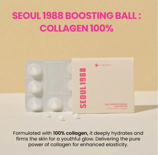 KSECRET Seoul 1988 Boosting Ball collagen cream by SEOUL 1988, featuring a small, round applicator with a sleek design.