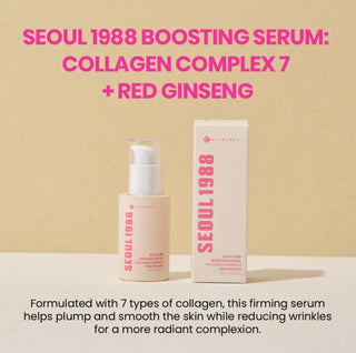 KSECRET Seoul 1988 Boosting Serum with collagen complex and red ginseng, hydrating and revitalizing skincare for radiant skin.