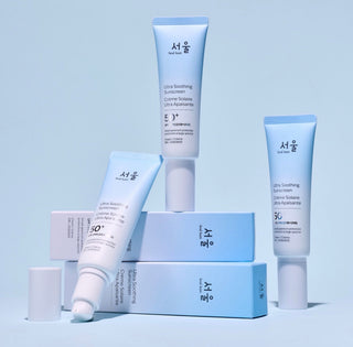 Seul Kare Ultra Soothing Sunscreen SPF 50+ bottle showing label and product packaging, designed for sensitive skin.