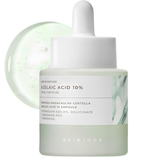 SKIN1004 Madagascar Centella Azelaic Acid 10% Ampoule 30ml, clear glass bottle with dropper for skincare treatment.