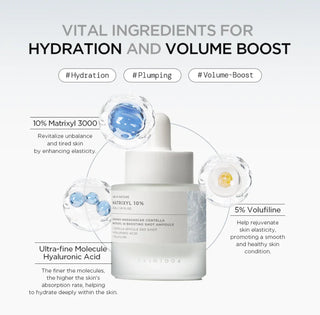 Skin1004 Madagascar Centella Matrixyl 10% Boosting Shot Ampoule 30ml bottle on a white background with a dropper cap.