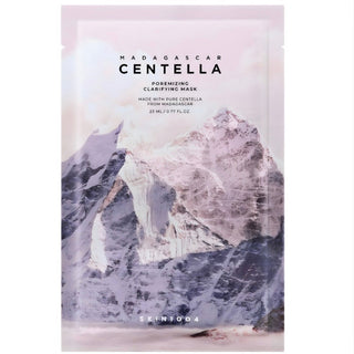 SKIN1004 Madagascar Centella Poremizing Clarifying Face Sheet Mask, 23ml, showing the mask sheet and packaging.