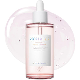 Skin1004 Madagascar Centella Poremizing Fresh Ampoule serum in a clear bottle with a dropper for soothing skin care.