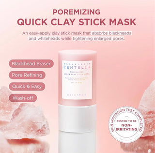 Skin1004 Madagascar Centella Poremizing Quick Clay Stick Mask in a sleek skin balm stick applicator with a white cap and label.