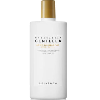 Skin1004 Madagascar Centella Air-Fit Suncream Plus SPF50+ PA++++ tone-correcting sunscreen in a tube.