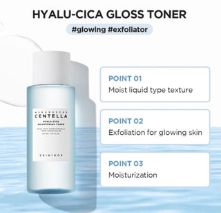 Skin1004 Madagascar Centella Hyalu-Cica Brightening Toner in a 30ml bottle, showing the product label and clear liquid inside
