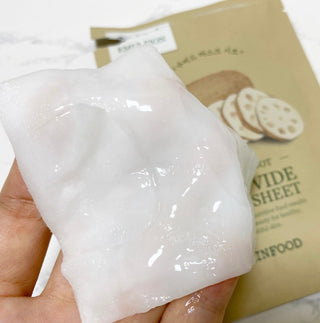 SKINFOOD Lotus Root Sous Vide Face Mask sheet, 20g, with lotus root extract for hydrating and nourishing skin.