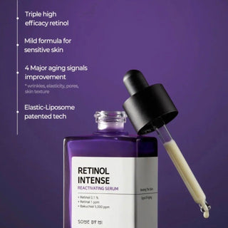 SOME BY MI Retinol Intense Reactivating Serum in a glass bottle with dropper, designed for skincare and anti-aging.