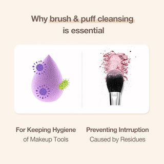 Studio 17 Brush and Puff Cleanser for makeup tools, in a clear bottle with a pump, designed for cleaning brushes and sponges.