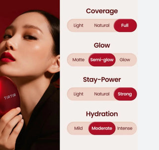 TIRTIR Mask Fit Red Cushion Foundation makeup compact with red cushion and foundation, featuring a sleek design and compact size.
