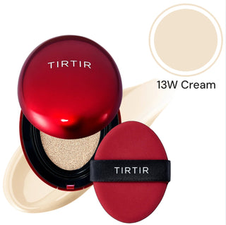 TIRTIR Mask Fit Red Cushion Foundation makeup compact with a sleek shell design and 4.5g of product visible.