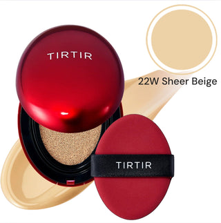 TIRTIR Mask Fit Red Cushion Foundation makeup compact with a sleek shell design and 4.5g of product for a flawless finish