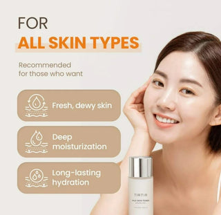 TIRTIR Milk Skin Toner in a 150mL bottle showing the product label and packaging for smooth, nourishing skincare.