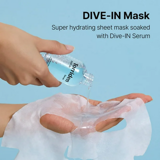 Torriden Dive-In low molecular hyaluronic acid face sheet mask, moisturizing skincare product, shown in the packaging.