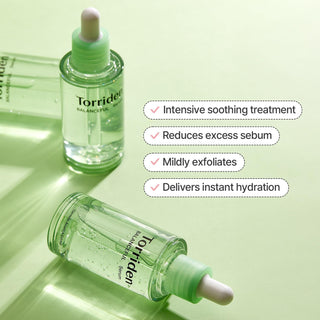 Torriden Balanceful Cica Serum 50mL bottle with dropper, nourishing skincare product for sensitive skin.