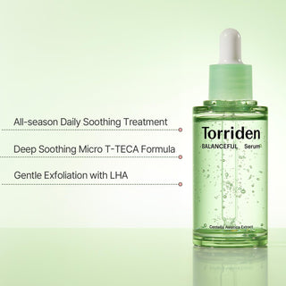 Torriden Balanceful Cica Serum 50mL with a dropper, designed for soothing and hydrating skin.