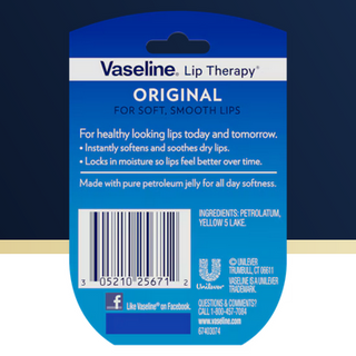 Vaseline Lip Therapy Mini Jar 7g with original scent, moisturizing lip balm in small, portable container.