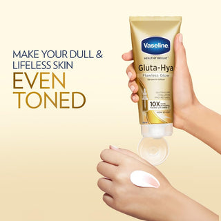 Vaseline Gluta-Hya Flawless Glow Lotion 200mL bottle, moisturizing lotion with glowing skin in a transparent container