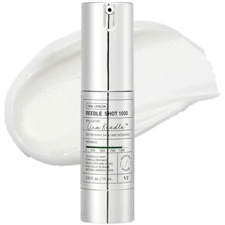 VT Cosmetics Reedle Shot 1000 ampule in 15mL bottle, clear liquid skincare treatment with dropper cap.