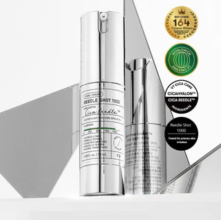 VT Cosmetics Reedle Shot 1000 ampule in a 15mL bottle, showcasing clear liquid and packaging details.