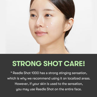 VT Cosmetics Reedle Shot 1000 ampule in a 15mL bottle, shown in a clear container with a white cap, designed for skincare.