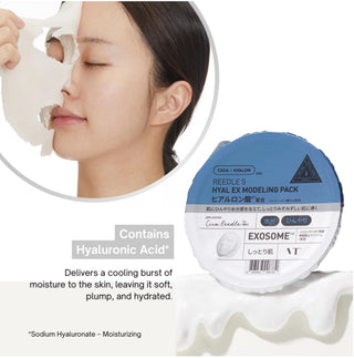 VT Cosmetics Reedle Shot Ex Hyaluronic modeling face mask pack, 25g, with hydrating and nourishing skincare ingredients.