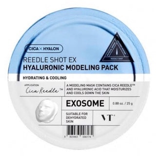 VT Cosmetics Reedle Shot Ex Hyaluronic Face Mask pack with a sleek, hydrating mask sheet for skincare.