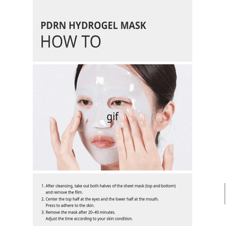 VT Cosmetics PDRN Hydrogel Face Sheet Mask, close-up of the hydrating mask with brand logo and detailed packaging.