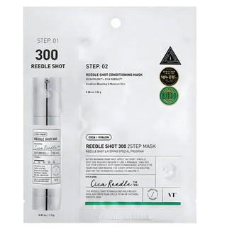 VT Cosmetics Reedle Shot 300 2-Step Face Sheet Mask, 1.5g, soothing skincare treatment in a single sheet mask.