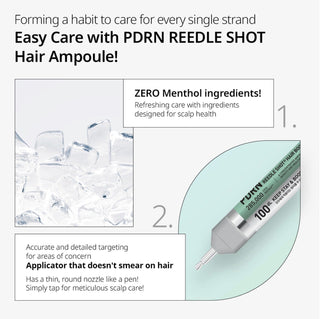VT Cosmetics PDRN Reedle Shot Hair Ampoule in a 15mL bottle, designed to nourish and strengthen hair.