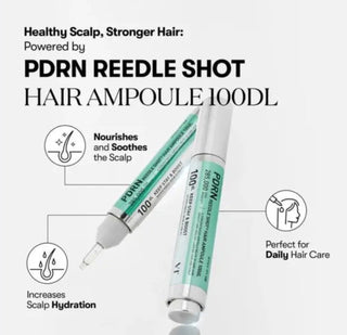 VT Cosmetics PDRN Reedle Shot Hair Ampoule in a 15mL bottle, designed to nourish and strengthen hair with PDRN ingredients.