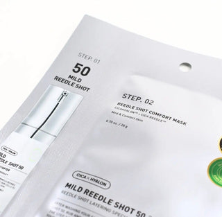 VT Cosmetics Mild Reedle Shot 50 2-Step Mask, skin care peel with two steps, 1.5g packet for revitalizing facial treatment.